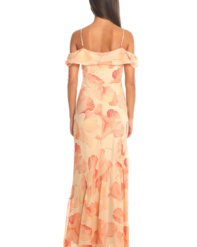 Peach Off-Shoulder Maxi Dress