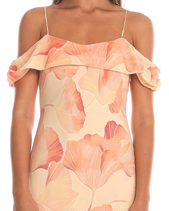 Peach Off-Shoulder Maxi Dress