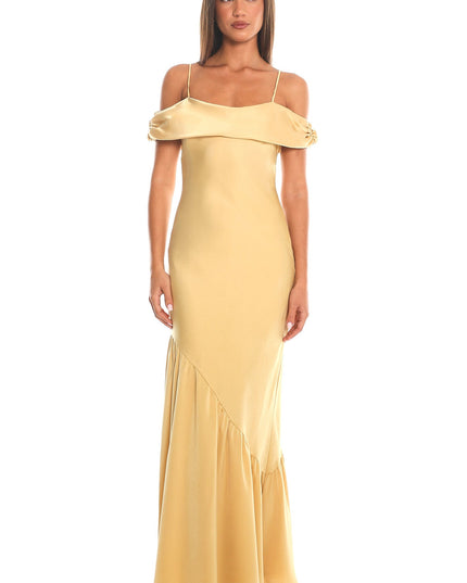 Gold Off-Shoulder Maxi Dress