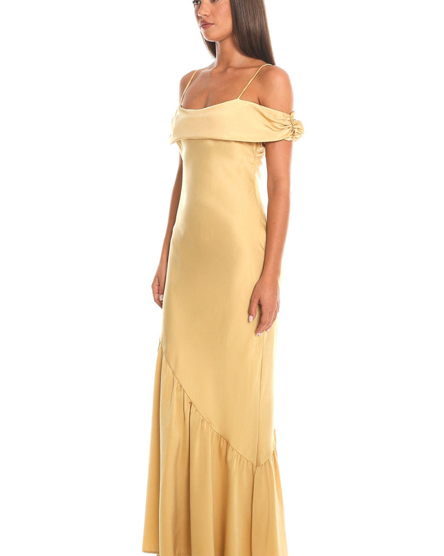 Gold Off-Shoulder Maxi Dress