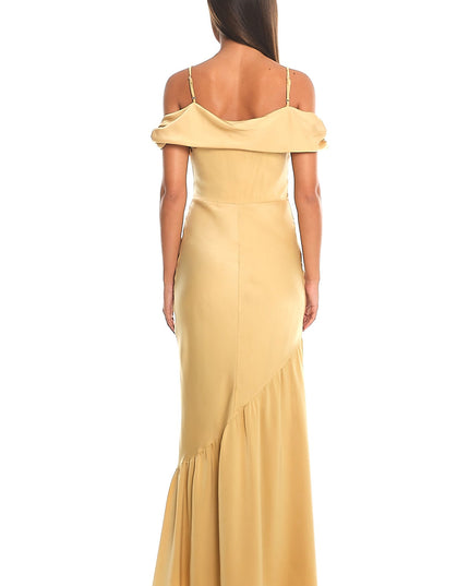 Gold Off-Shoulder Maxi Dress