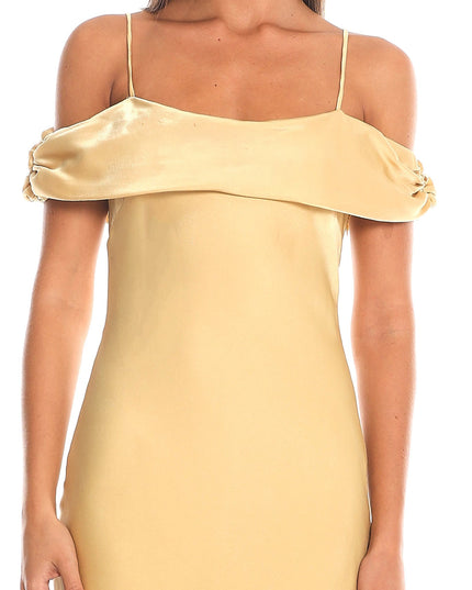 Gold Off-Shoulder Maxi Dress