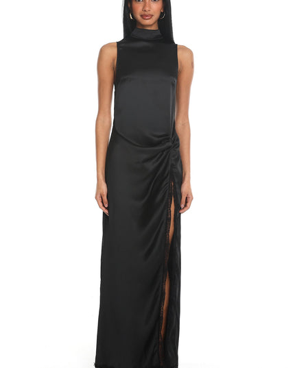Black Satin Maxi Dress
