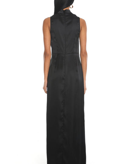 Black Satin Maxi Dress