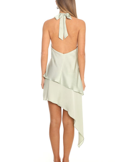 Sage Cowl Halter Mini Dress