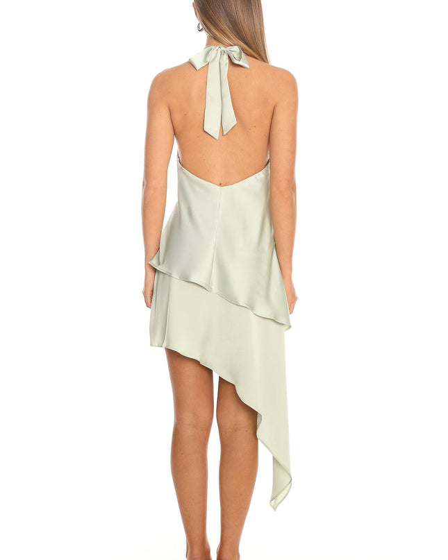 Sage Cowl Halter Mini Dress