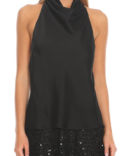 Black Cowl Halter Mini Dress