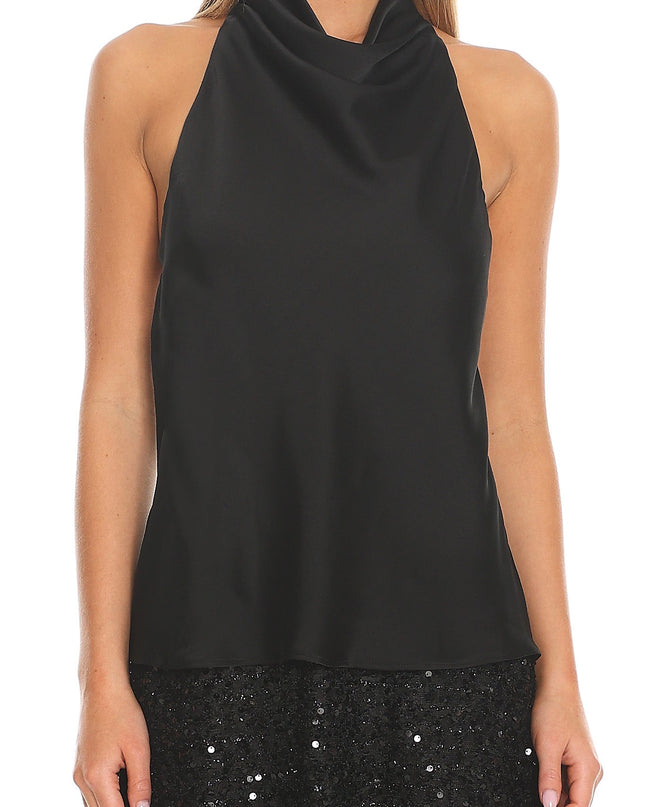 Black Cowl Halter Mini Dress