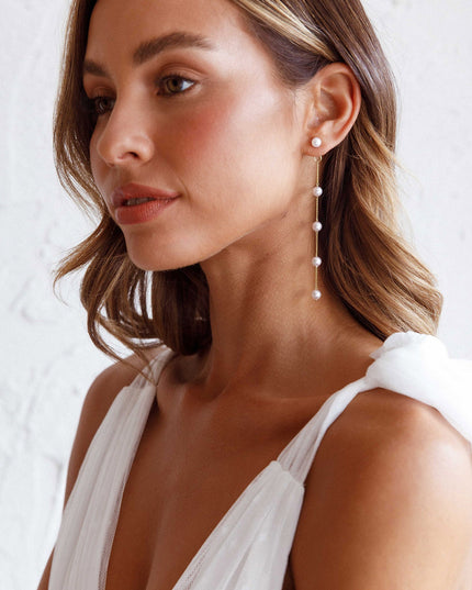 Gold Pearl Drop Earrings