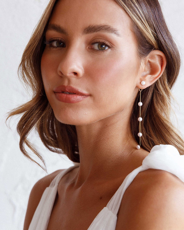 Gold Pearl Drop Earrings