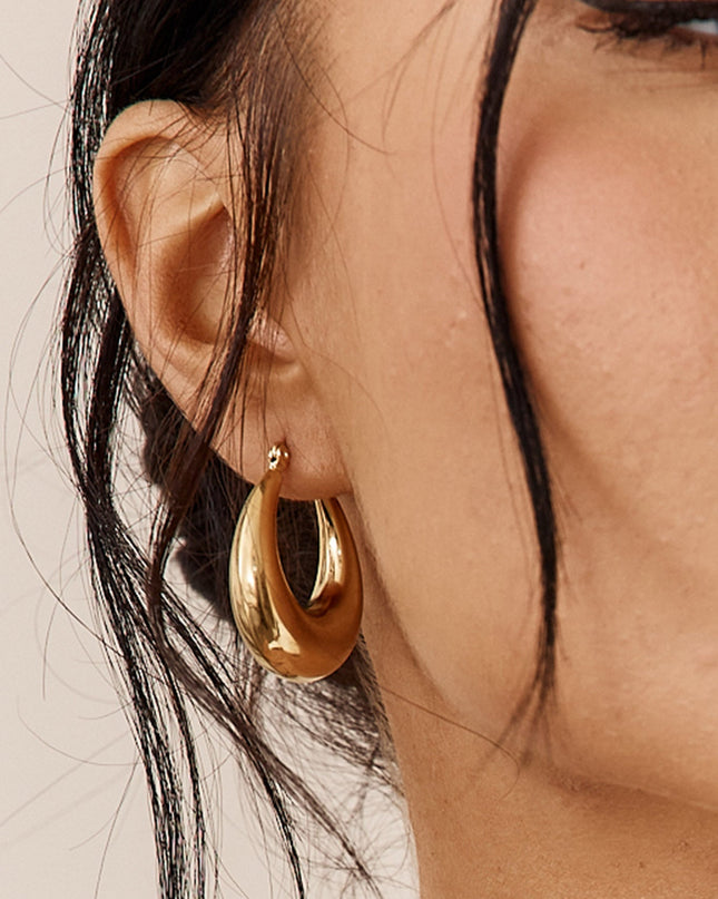 Gold Chunky Oval Earrings