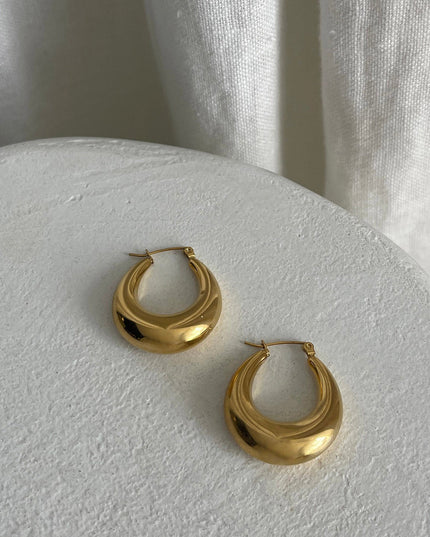 Gold Chunky Oval Earrings