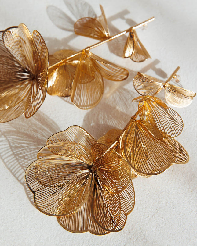 Gold Drop Floral Earrings