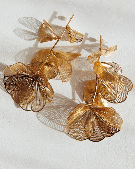 Gold Drop Floral Earrings