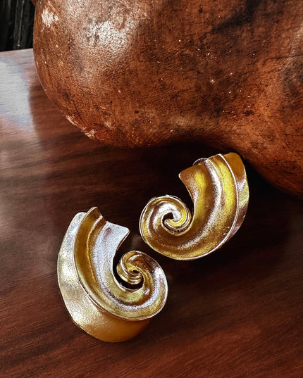 Gold Spiral Shell Earrings