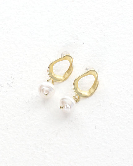 Gold Honey Drop Pearl Earrings