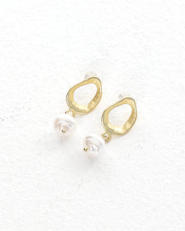 Gold Honey Drop Pearl Earrings