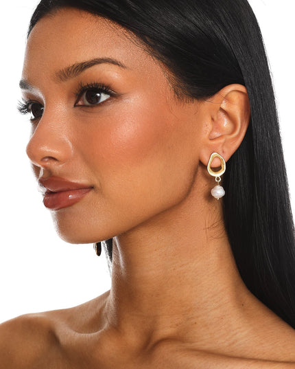 Gold Honey Drop Pearl Earrings