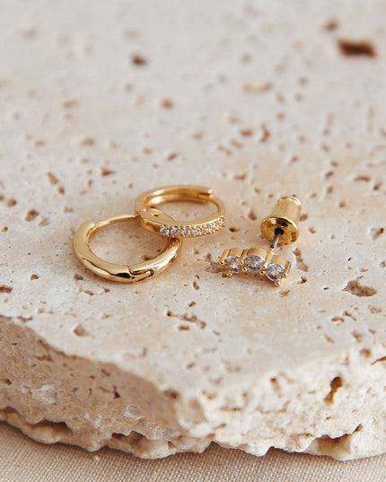 Gold Star Signs Crystal Earrings Set