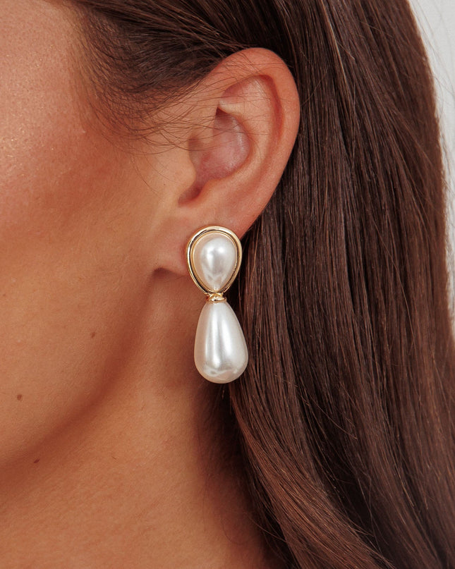 Pearl Droplet Earrings Gold