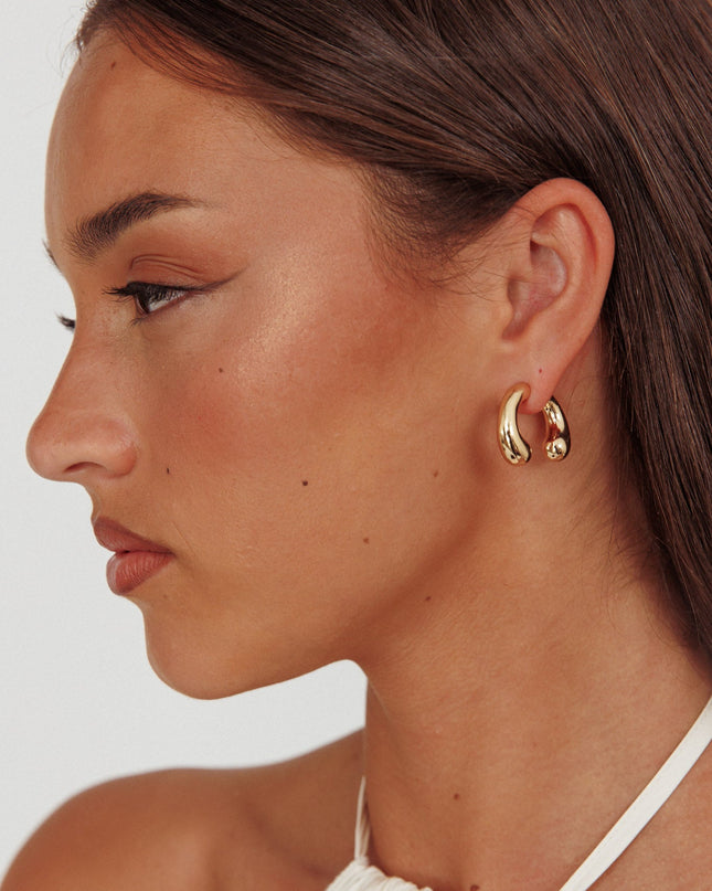 Gold Hoop Stud Earrings