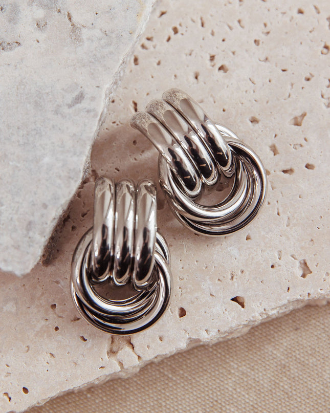 Dark Silver Georgina Loop Earrings