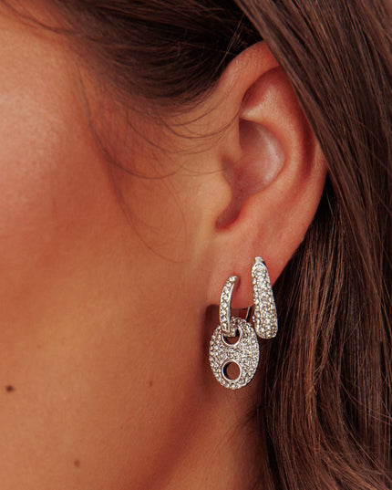 Earrings Set Silver Diamante