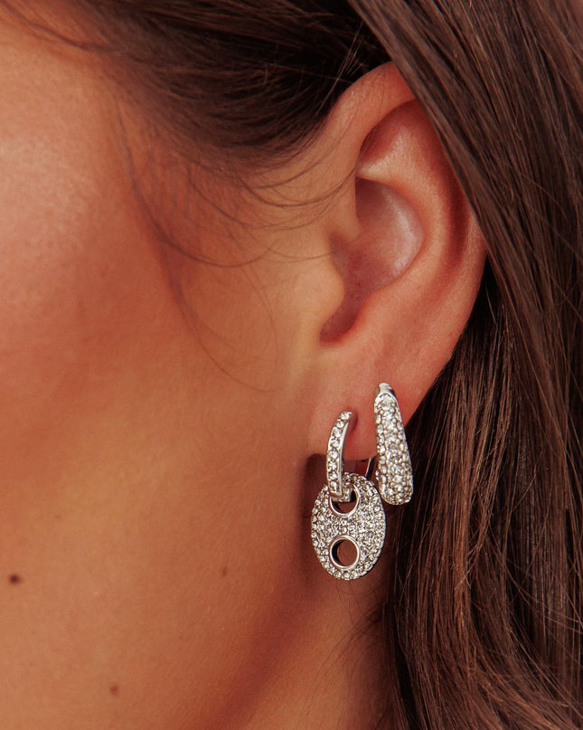 Earrings Set Silver Diamante