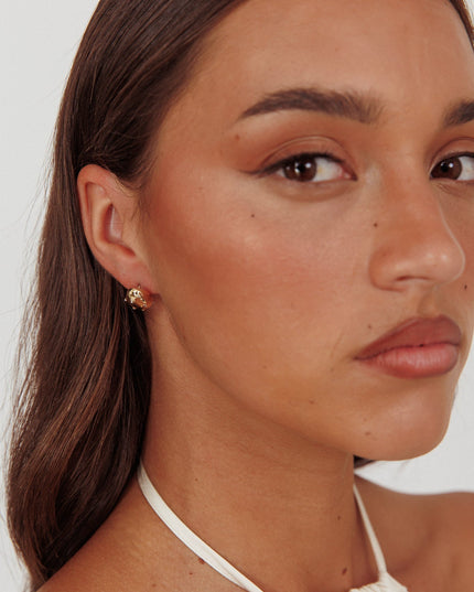 Gold Diamante Pebble Earrings