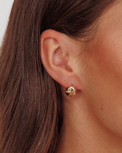Gold Diamante Pebble Earrings