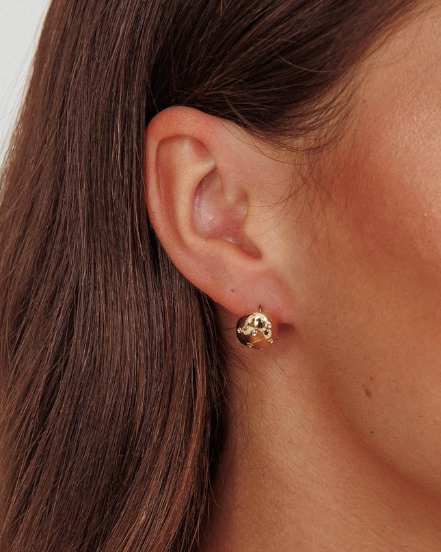 Gold Diamante Pebble Earrings