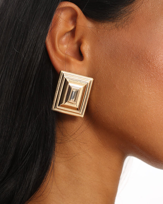 Rhinestone Earrings Gold/Diamante