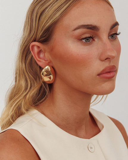Gold Irregular Pebble Earrings