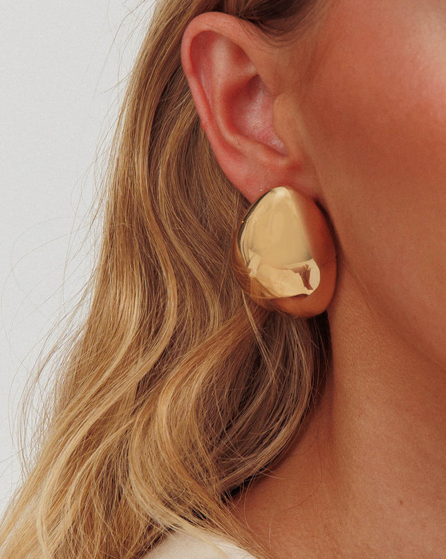 Gold Irregular Pebble Earrings