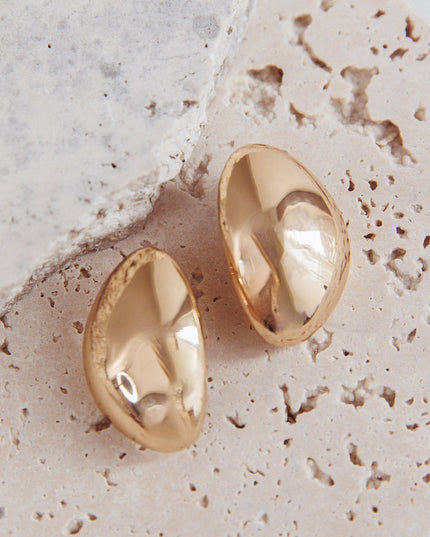 Gold Irregular Pebble Earrings