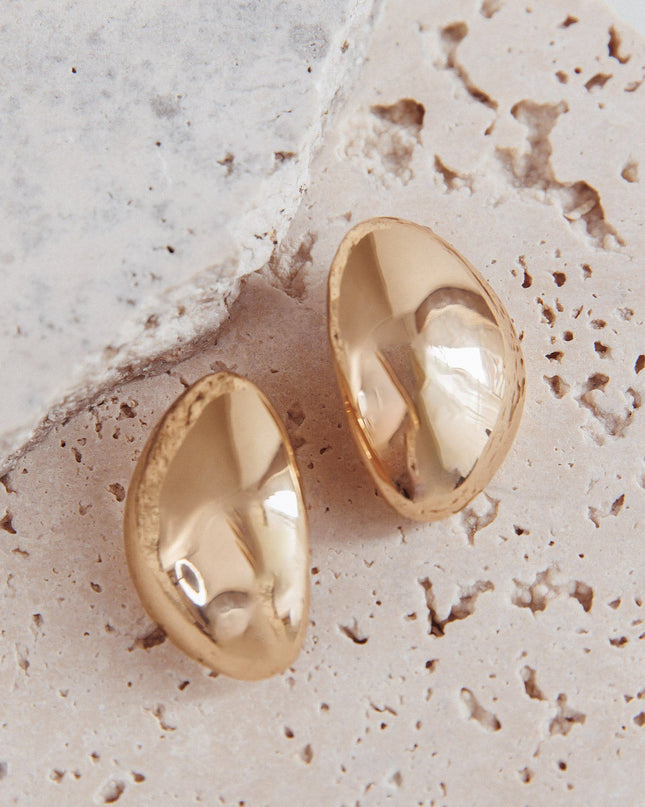 Gold Irregular Pebble Earrings