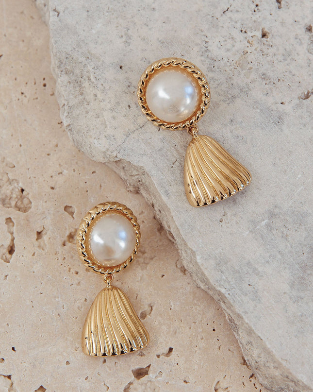 Gold/Pearl Tassel Pearl Earrings