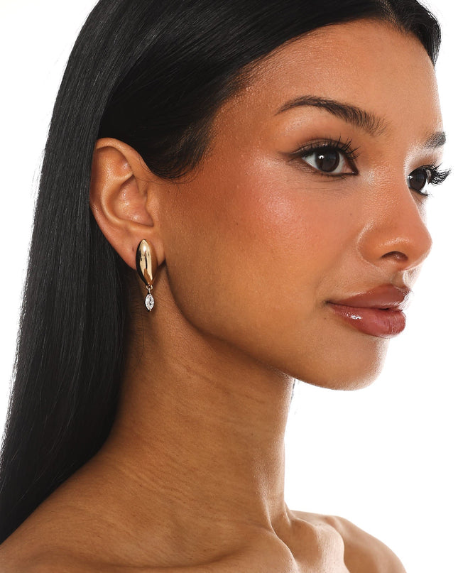 Droplet Earrings Gold/Diamante
