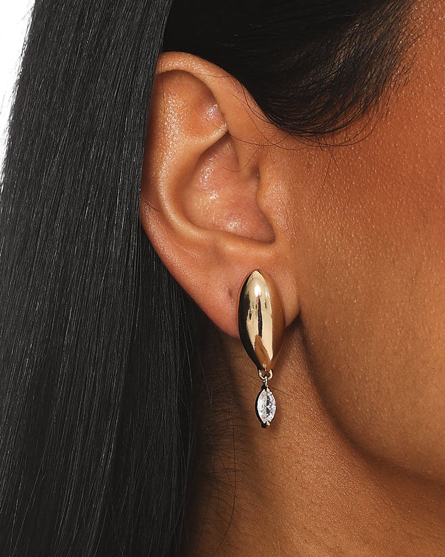 Droplet Earrings Gold/Diamante