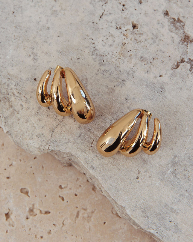 Gold Lilly Ridged Earrings