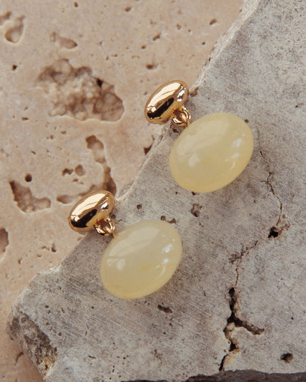 Oval Cabochon Earrings Gold/Ivory Tort