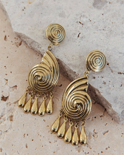 Gold Shell Earrings Brushed