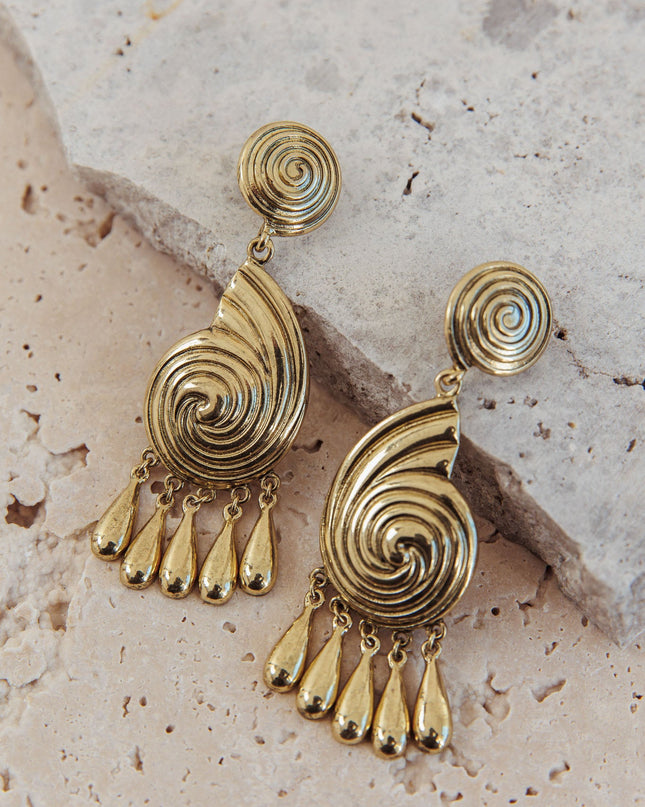 Gold Shell Earrings Brushed