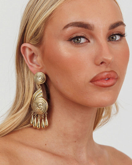 Gold Shell Earrings Brushed