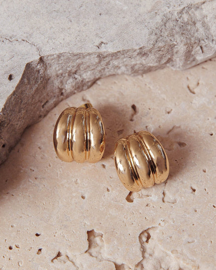 Gold Melanie Ridged Earrings