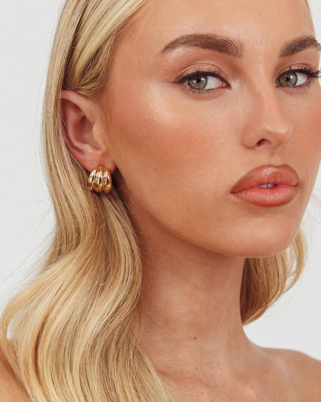 Gold Melanie Ridged Earrings