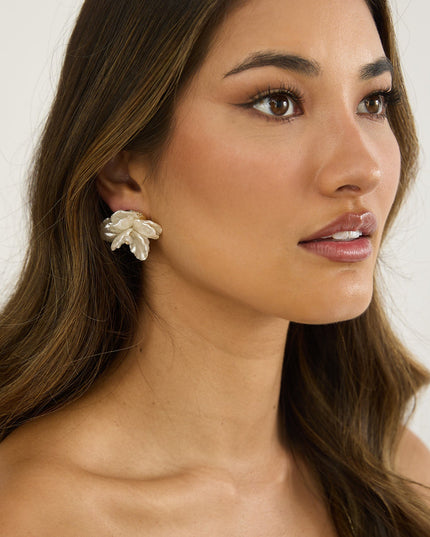 Pearl Maxine Orchid Earrings