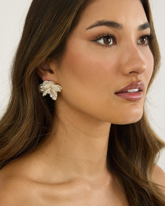 Pearl Maxine Orchid Earrings