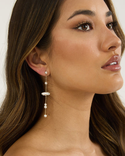 Gold/Pearl Pearl Droplet Earrings