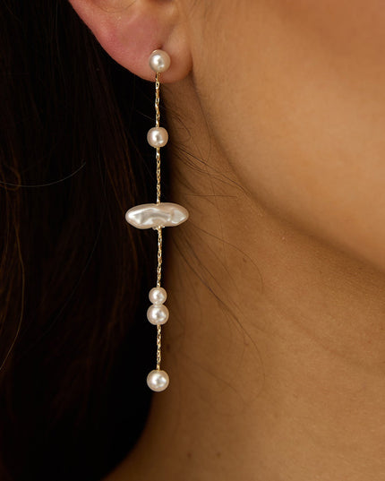 Gold/Pearl Pearl Droplet Earrings
